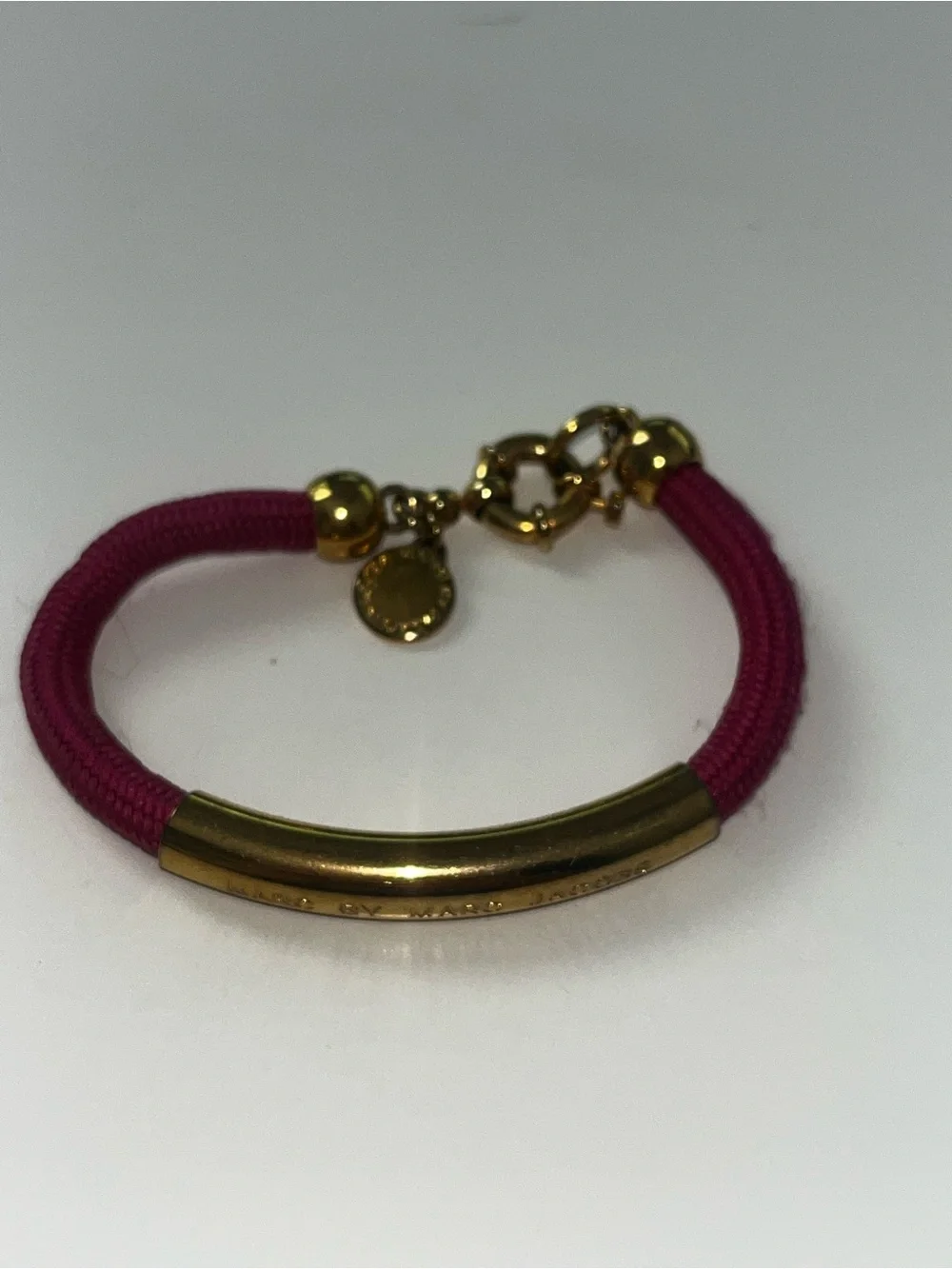 Marc By Marc Jacobs Pink Elastic Hair Tie with Gold Accent